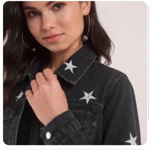 Honey Punch Embroidered Star Denim Jacket
